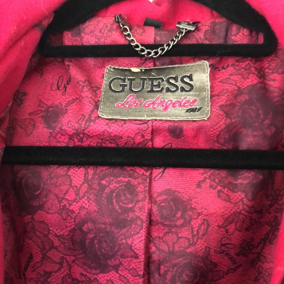 Guess size XS wool hot pink zippered toggle coat - Picture 9 of 12